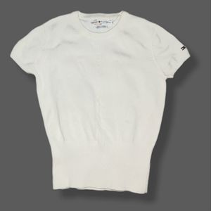 Y2K Tommy Hilfiger Cream Short Sleeve Sweater New w/o Tags, sz. S